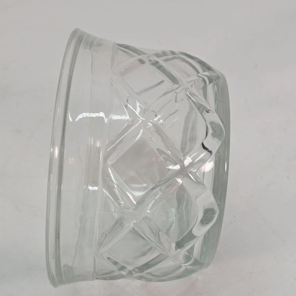 Clear Diamond Cut Glass Dip Bowl  Glass Candy Bowl  Small Bowl Decorative Glass